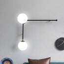 GobekUsa Modern Wall Lamp with Crossed Lines, Glass Shade, Black/Gold Finish - 2/4 Lights