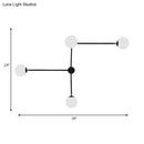 GobekUsa Modern Wall Lamp with Crossed Lines, Glass Shade, Black/Gold Finish - 2/4 Lights