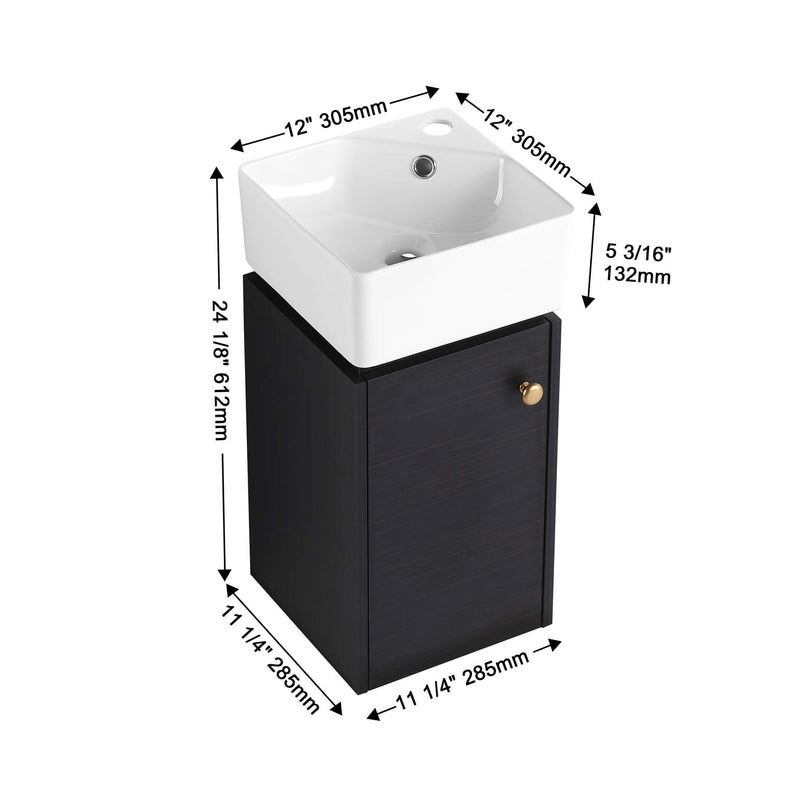 Nuvia Modern Wall-Mounted Bathroom Vanity With Ceramic Sink And Soft Close Door (SAK05214)