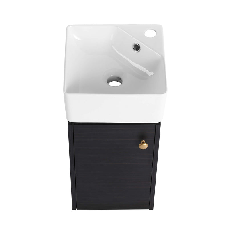 Nuvia Modern Wall-Mounted Bathroom Vanity With Ceramic Sink And Soft Close Door (SAK05214)