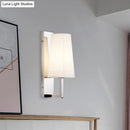 GobekUsa Modern Wall Sconce Light: Stainless Steel Rectangle with Handmade Cone Fabric Shade