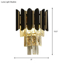 GobekUsa Modern Wall Sconce with Clear Faceted Crystals and Black Finish - 2 Heads
