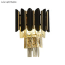 GobekUsa Modern Wall Sconce with Clear Faceted Crystals and Black Finish - 2 Heads