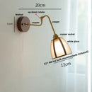 GobekUsa Clear Glass LED Wall Sconce Pull Chain Switch Rotate Arm Walnut Wood Stair Light