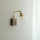 GobekUsa Clear Glass LED Wall Sconce Walnut Copper Modern Stair Light Fixtures