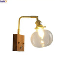 GobekUsa Clear Glass LED Wall Sconce Walnut Copper Modern Stair Light Fixtures