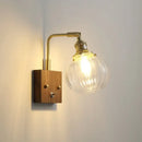 GobekUsa Clear Glass LED Wall Sconce Walnut Copper Modern Stair Light Fixtures