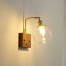 GobekUsa Clear Glass LED Wall Sconce Walnut Copper Modern Stair Light Fixtures