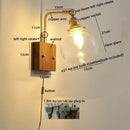 GobekUsa Clear Glass LED Wall Sconce Walnut Copper Modern Stair Light Fixtures
