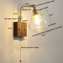 GobekUsa Clear Glass LED Wall Sconce Walnut Copper Modern Stair Light Fixtures