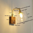 GobekUsa Clear Glass LED Wall Sconce Walnut Copper Modern Stair Light Fixtures