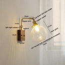 GobekUsa Clear Glass LED Wall Sconce Walnut Copper Modern Stair Light Fixtures