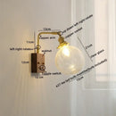 GobekUsa Clear Glass LED Wall Sconce Walnut Copper Modern Stair Light Fixtures