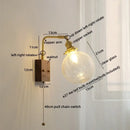 GobekUsa Clear Glass LED Wall Sconce Walnut Copper Modern Stair Light Fixtures