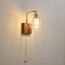 GobekUsa Clear Glass LED Wall Sconce Walnut Copper Modern Stair Light Fixtures