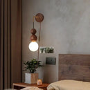 GobekUsa Adjustable LED Wall Light White Glass Walnut Wood Bar Living Room Mirror Lamp