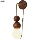 GobekUsa Adjustable LED Wall Light White Glass Walnut Wood Bar Living Room Mirror Lamp