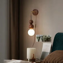 GobekUsa Adjustable LED Wall Light White Glass Walnut Wood Bar Living Room Mirror Lamp