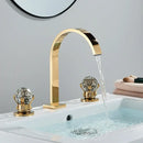 GobekUsa Dual Handle Gold Basin Faucet - Deck Mounted Hot/Cold Water Mixer Tap
