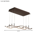 GobekUsa Wavy Metallic Linear Island Pendant LED Light in Coffee with Warm/White Illumination - Minimalist Design