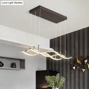 GobekUsa Wavy Metallic Linear Island Pendant LED Light in Coffee with Warm/White Illumination - Minimalist Design