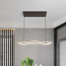 GobekUsa Wavy Metallic Linear Island Pendant LED Light in Coffee with Warm/White Illumination - Minimalist Design