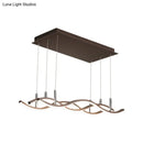 GobekUsa Wavy Metallic Linear Island Pendant LED Light in Coffee with Warm/White Illumination - Minimalist Design