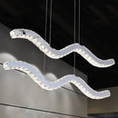 GobekUsa Stainless Steel Island Pendant LED Hanging Light with Wavy Crystal Strip - Minimalistic Office Fixture