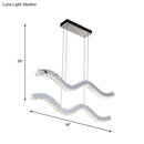 GobekUsa Stainless Steel Island Pendant LED Hanging Light with Wavy Crystal Strip - Minimalistic Office Fixture