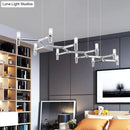 GobekUsa Contemporary 10-Head Ceiling Pendant with Aluminum Alloy Shade - Black, White, Chrome, or Gold Tube Hanging Light for Island