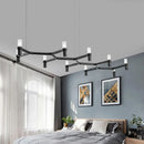 GobekUsa Contemporary 10-Head Ceiling Pendant with Aluminum Alloy Shade - Black, White, Chrome, or Gold Tube Hanging Light for Island