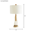 GobekUsa Minimalist 1-Head Fabric Bedside Lamp with Mica Base in White - Drum Table Lighting