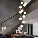 GobekUsa Cream Glass Ball Chandelier for Duplex Villa Penthouse, Restaurant and Staircase