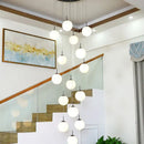 GobekUsa Cream Glass Ball Chandelier for Duplex Villa Penthouse, Restaurant and Staircase