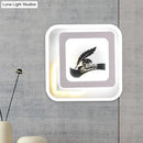 GobekUsa Modern Acrylic LED Sconce: White Wall Lamp with Deer/Feather Pattern - Perfect for Living Room