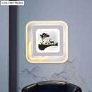 GobekUsa Modern Acrylic LED Sconce: White Wall Lamp with Deer/Feather Pattern - Perfect for Living Room