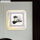 GobekUsa Modern Acrylic LED Sconce: White Wall Lamp with Deer/Feather Pattern - Perfect for Living Room