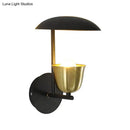 GobekUsa Gold and Black/White Bell Metal Sconce: Contemporary 1-Light Wall Lamp for Bedroom