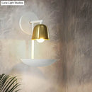GobekUsa Gold and Black/White Bell Metal Sconce: Contemporary 1-Light Wall Lamp for Bedroom