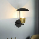 GobekUsa Gold and Black/White Bell Metal Sconce: Contemporary 1-Light Wall Lamp for Bedroom