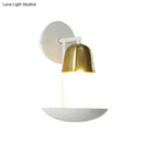 GobekUsa Gold and Black/White Bell Metal Sconce: Contemporary 1-Light Wall Lamp for Bedroom