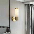 GobekUsa Modern Pillar Shaped Sconce Light: Marble Bedside Wall Lamp in White and Brass