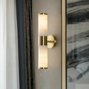 GobekUsa Modern Pillar Shaped Sconce Light: Marble Bedside Wall Lamp in White and Brass