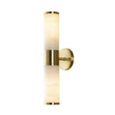 GobekUsa Modern Pillar Shaped Sconce Light: Marble Bedside Wall Lamp in White and Brass