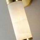 GobekUsa Modern Pillar Shaped Sconce Light: Marble Bedside Wall Lamp in White and Brass