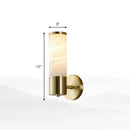 GobekUsa Modern Pillar Shaped Sconce Light: Marble Bedside Wall Lamp in White and Brass