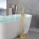 GobekUsa Dual Handle Bathtub Faucet Set with Hand Shower, Floor Mounted Hot Cold Mixer
