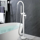 GobekUsa Dual Handle Bathtub Faucet Set with Hand Shower, Floor Mounted Hot Cold Mixer