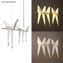 GobekUsa Modern Bird-Shaped Island Pendant Light: 3/4/5 Golden Hanging Lights for Bedroom