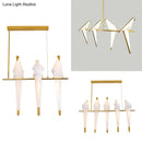 GobekUsa Modern Bird-Shaped Island Pendant Light: 3/4/5 Golden Hanging Lights for Bedroom